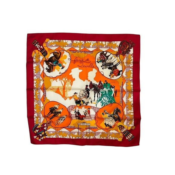 Hermès Silk Scarf Feria de Sevilla Equestrian Print Designer Square - Picture 1 of 12